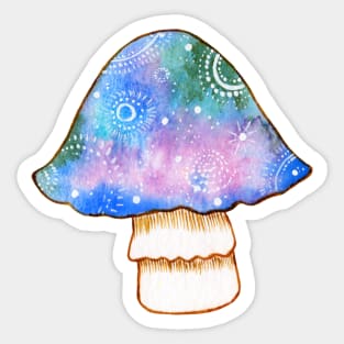 Pastel Galaxy Watercolor Mushroom Sticker Sticker